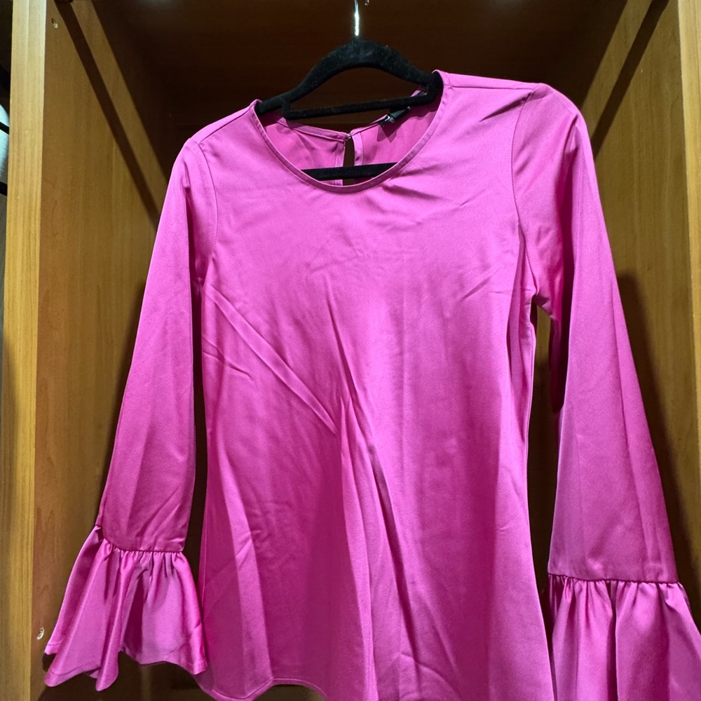 J. Crew Vibrant Pink Blouse with Flared Sleeves